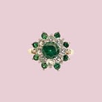 vintage ring bloem cluster groen