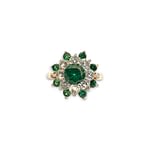 vintage ring bloem groene en witte zirkonia cz