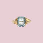 vintage ring topaas rechthoekig 9k goud