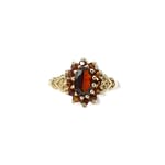 vintage gouden cluster ring met granaat
