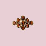 vintage granaat ring cluster 9k goud