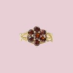 vintage ring granaat bloemetje