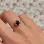 vintage cluster ring saffier en diamant 16 karaat goud