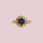 vintage ring saffier en diamant cluster