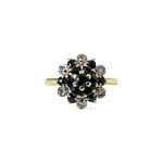 vintage ring saffier en diamant bloem cluster