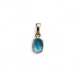 vintage blauwe steen topaas hanger ovaal
