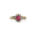 gouden ring met robijn en diamant 9k