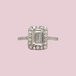 witgouden halo ring met zirkonia rechthoekige steen cz