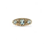 vintage trilogie ring topaas en diamant van goud