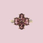 vintage ring roze saffier cluster van 9 karaat goud