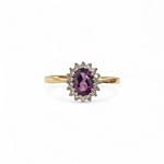 amethist en diamant cluster ring 9k goud