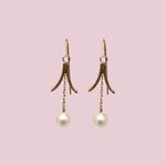 vintage parel oorbellen hangers 9k goud