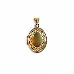 9 karaat gouden locket ovaal met versiering op de rand