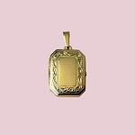 rectangular locket with engraving in 9 karat gold