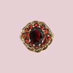 vintage granaat ring cluster goud kleine ringmaat
