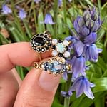 vintage cluster ringen met saffier opaal en diamant
