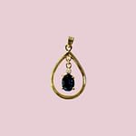 vintage hanger met saffier en diamant druppel 9 karaat goud