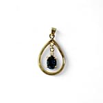 vintage hanger met saffier en diamant druppel 9k goud