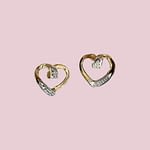 vintage hart oorstekers 9k goud met diamant