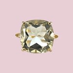 cocktail ring met groene amethist en diamant 10k goud