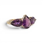 vintage amethist trilogie ring met van 10 karaat goud