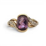 vintage asymmetrische ring met amethist van 9 karaat goud