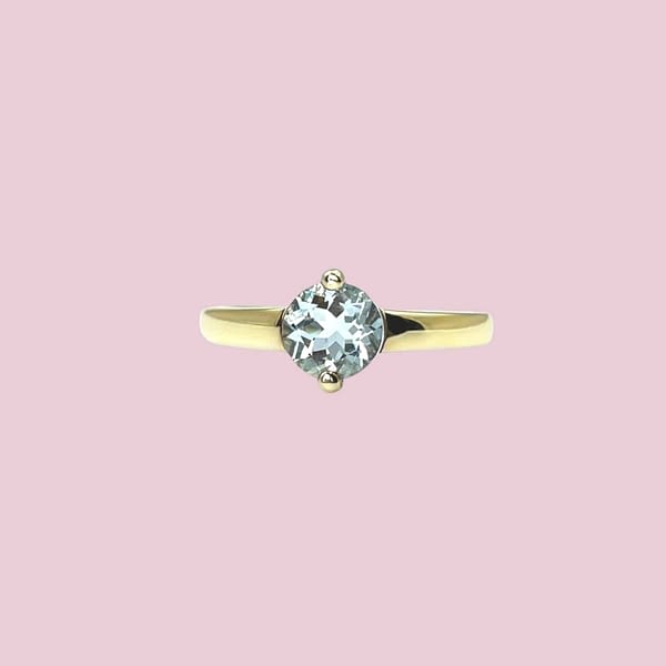 gouden aquamarijn ring solitair vintage sieraden