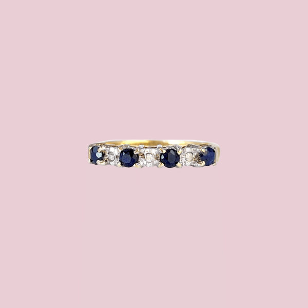 vintage eternity ring saffier en diamant rij ring