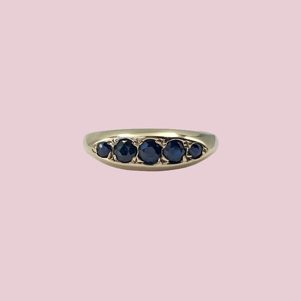 vintage saffier boot ring 9 karaat goud