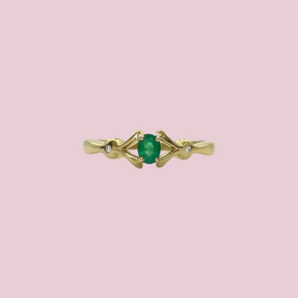 smaragd en diamant ring vintage goud