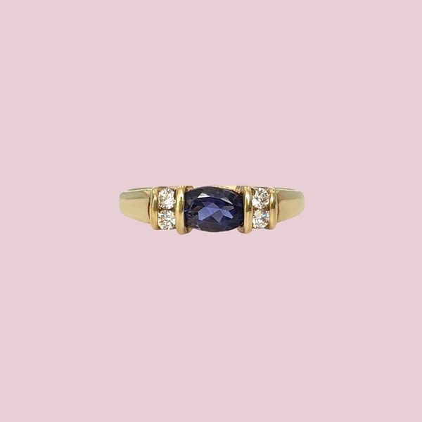 vintage gouden ring met ioliet