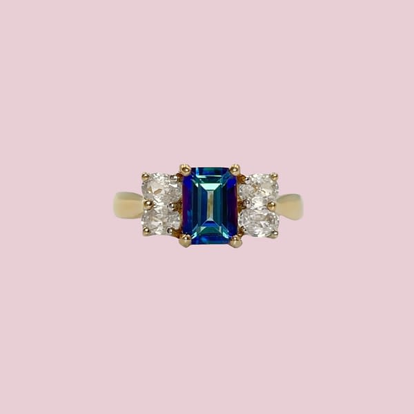 vintage ring mystic topaz rechthoek goud