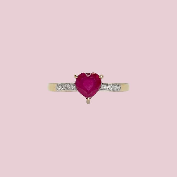 vintage ring robijn hartje goud