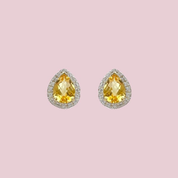 vintage citrien en diamant oorbellen goud
