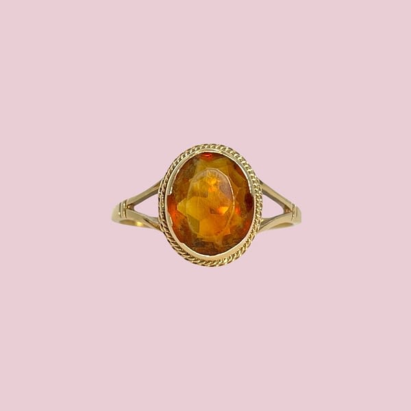 vintage citrien ring ovaal goud