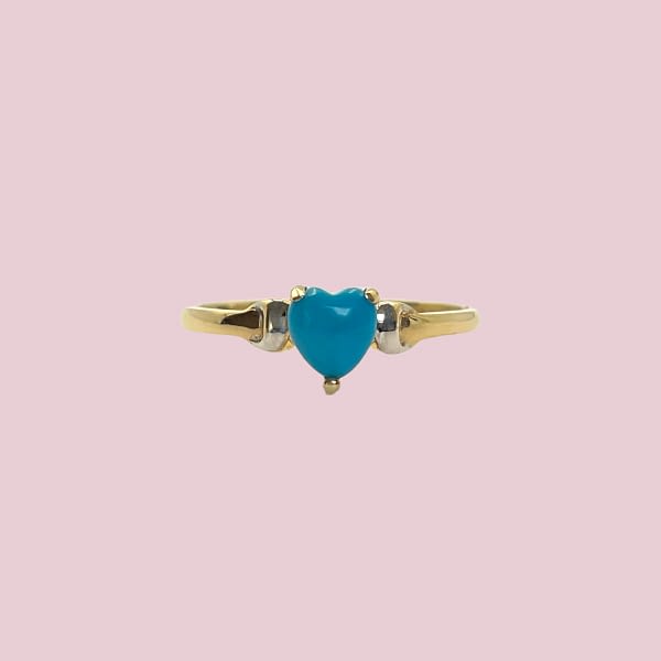 vintage ring met turkoois hartje