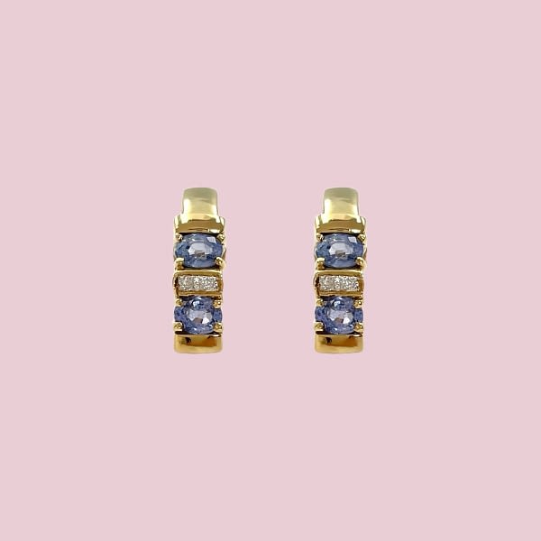 vintage oorbellen saffier en diamant