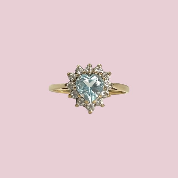 vintage ring topaas hartje cluster