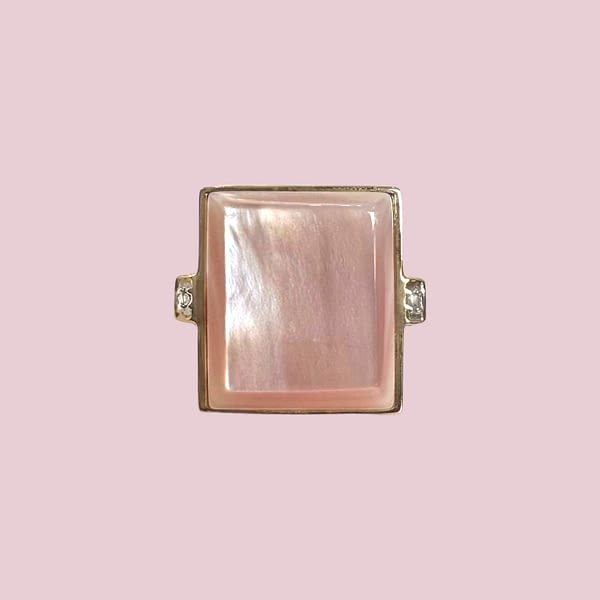 vintage parelmoer ring rechthoekig