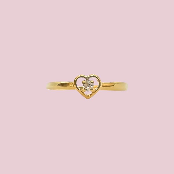 vintage ring hartje cz goud