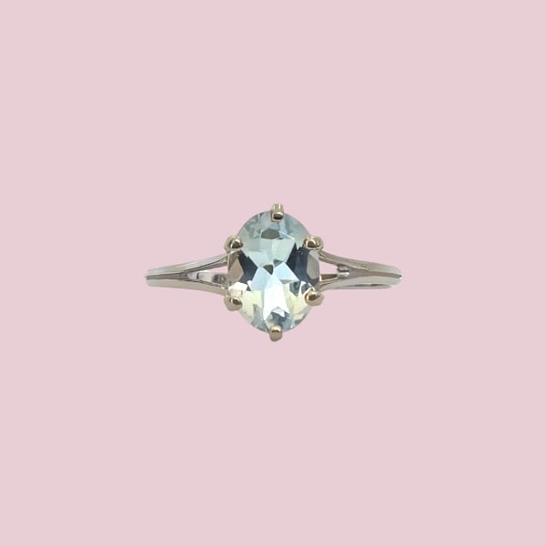 vintage ring witgoud aquamarijn 18 karaat