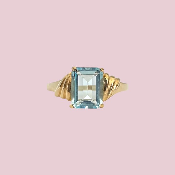 vintage ring topaas rechthoekig 9k goud