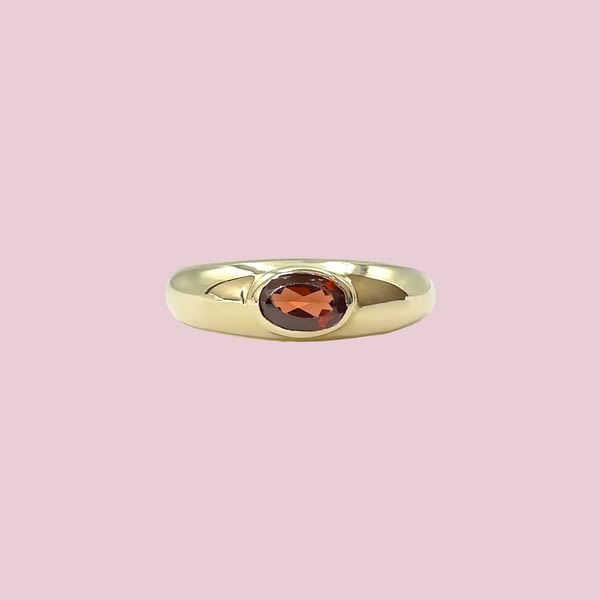 vintage gypsy granaat solitair ring