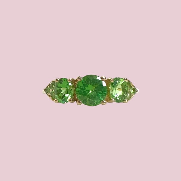 vintage ring groene granaat 9 karaat goud