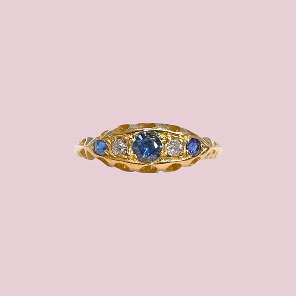 vintage saffier en diamant boot ring