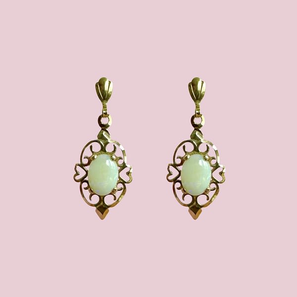 vintage opaal oorhangers 9 karaat goud