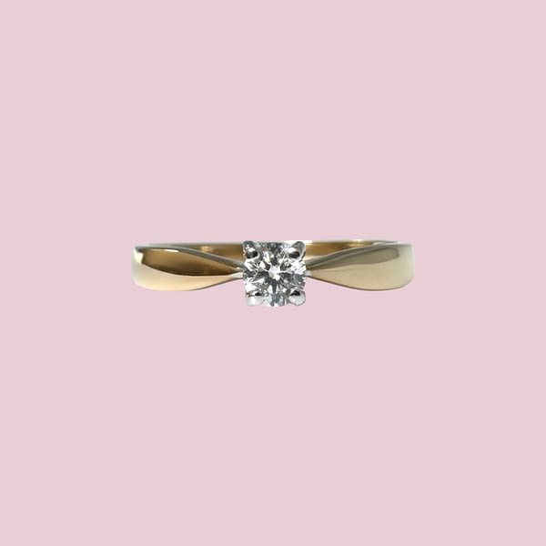 vintage diamant solitaire ring 0.15 ct diamant geelgoud