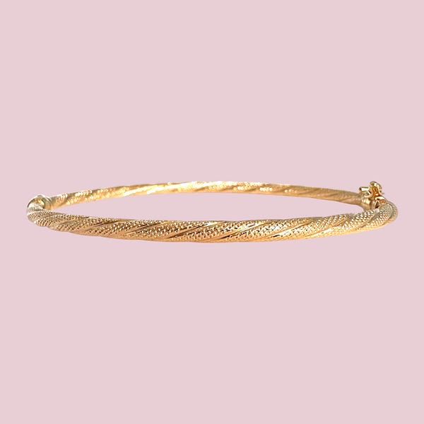 vintage bangle armband met textuur en twist van 9 karaat goud