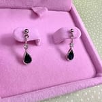 vintage saffier druppel oorbellen 9 karaat witgoud