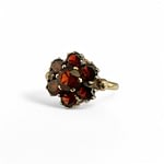 vintage 9k ring granaat bloem cluster